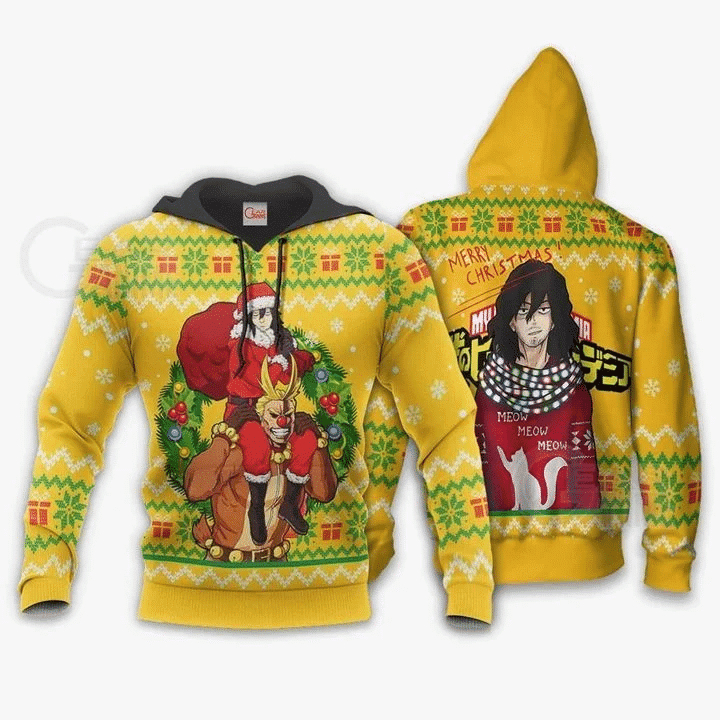 Shota Aizawa And All Might Ugly Christmas Mha Anime Manga For Men And Women 3d Hoodie Zip Hoodie