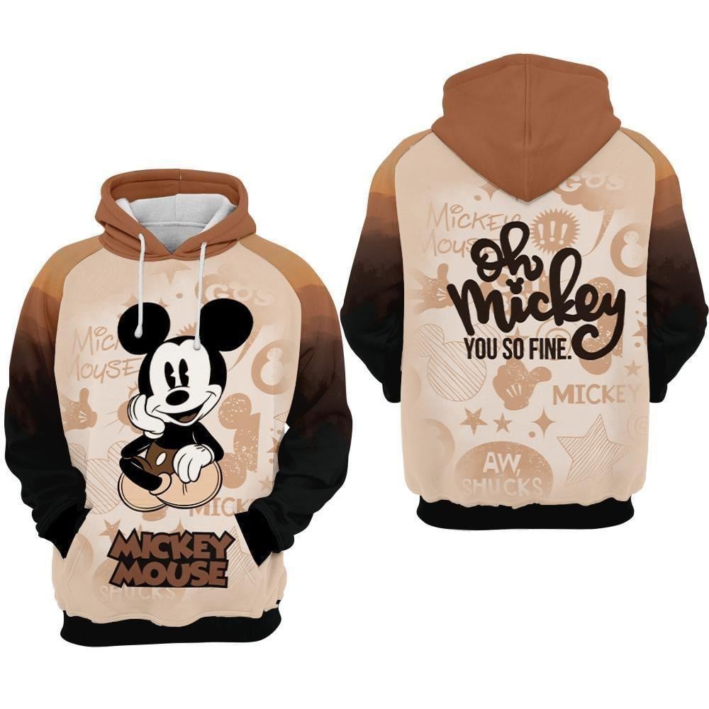 Mickey Mouse Disney, Cute Mickey Oh You're So Fine Aop Hoodie