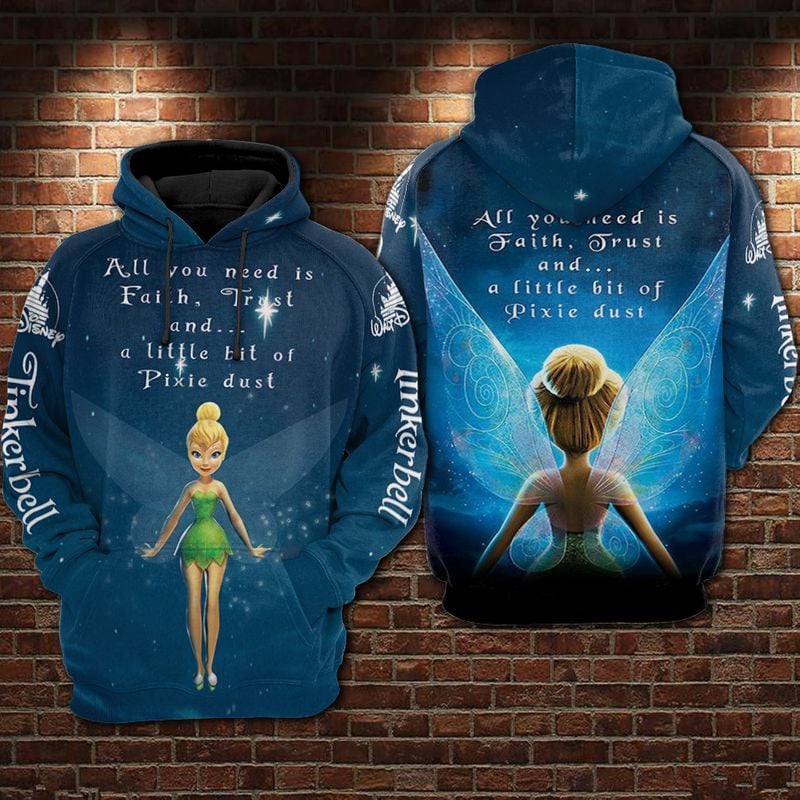 Tinker Bell Disney Over Print 3d Hoodie Zip Hoodie