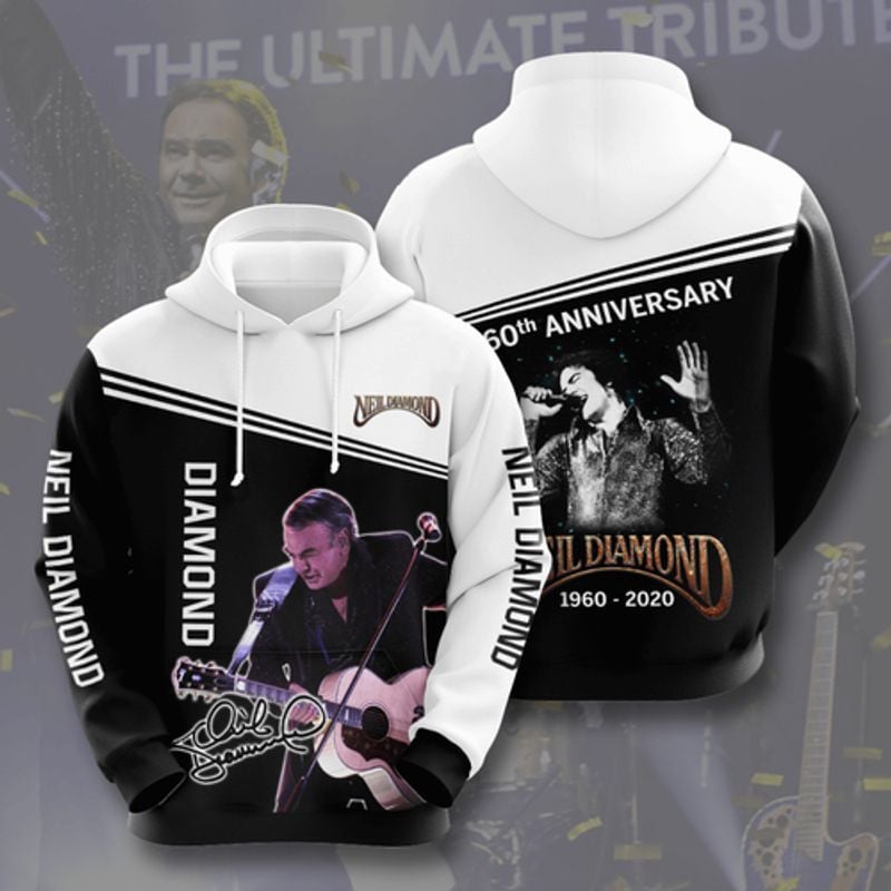 Neil Diamond 1960-2025 60th Anniversary Signature 3d Hoodie
