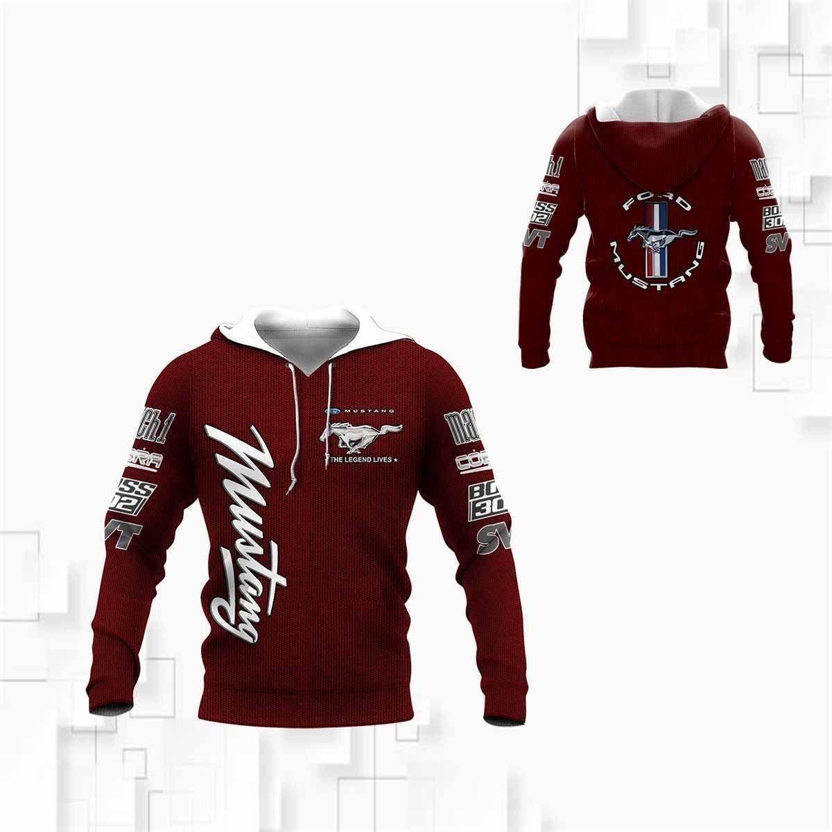 Ford Mustang Shirt Fan Gift 936, Stylist Unisex 3d Hoodie Zip Hoodie