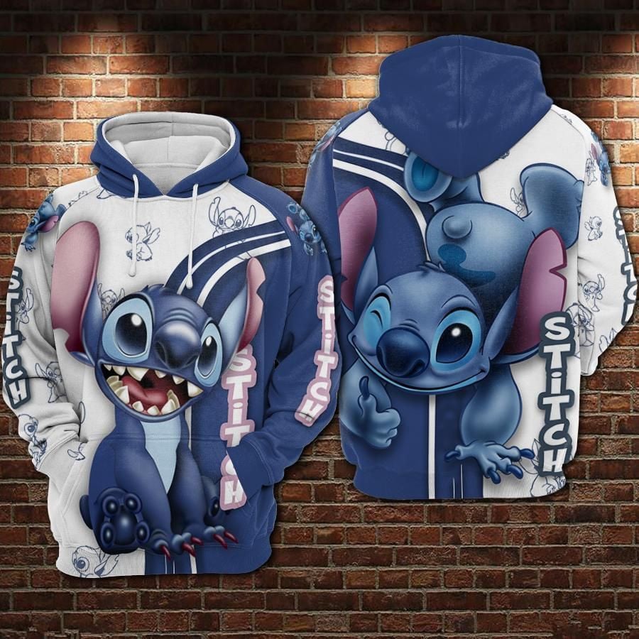 Cartoon Lilo And Stitch Over Print 3d Hoodie Zip Hoodie 1137