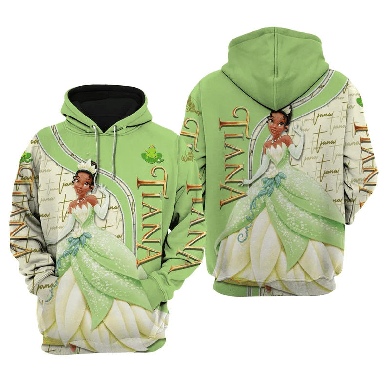 Tiana The Princess And The Frog Walt Disney Fan Gift, Stylist Unisex Cartoon Graphic Outfits Aop Hoodie, Zip Hoodie
