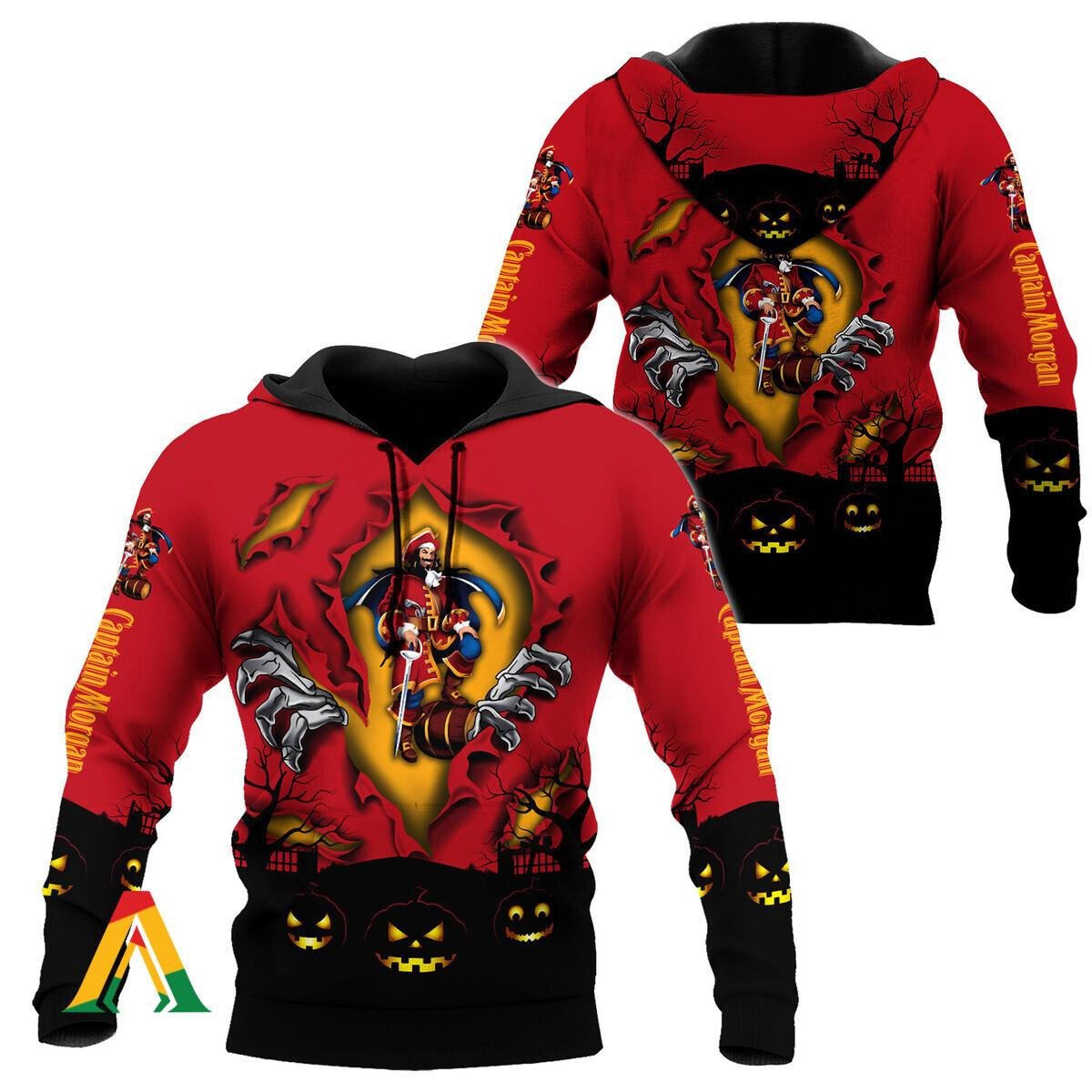 Scary Night Halloween Captain Morgan Hoodie &amp; Zip Hoodie