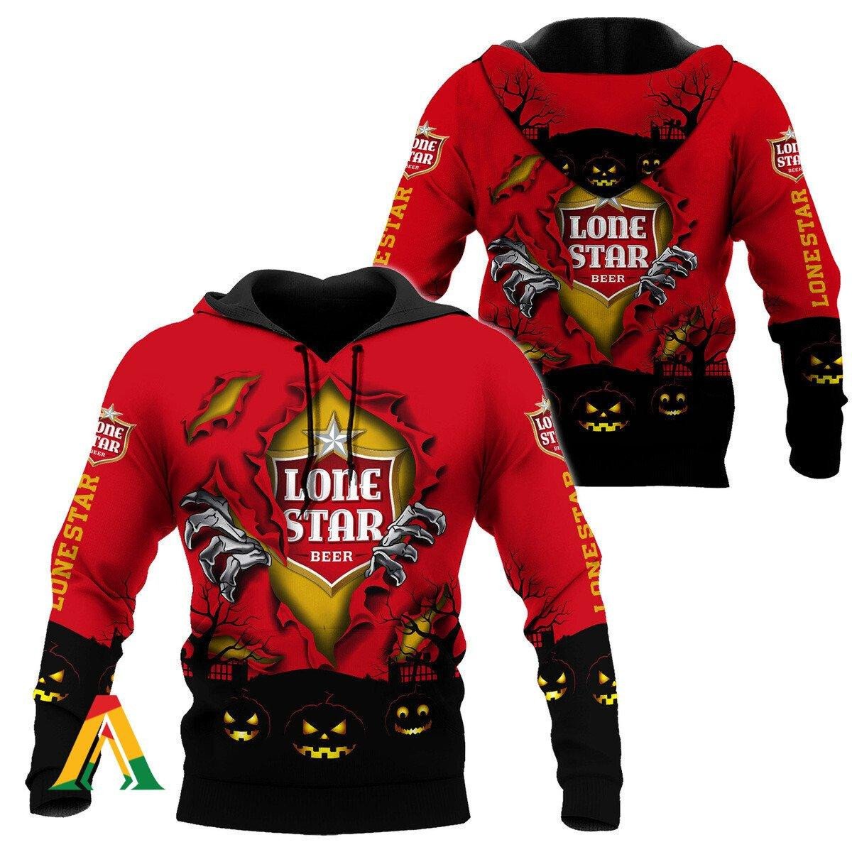 Scary Night Halloween Lone Star Beer Hoodie &amp; Zip Hoodie