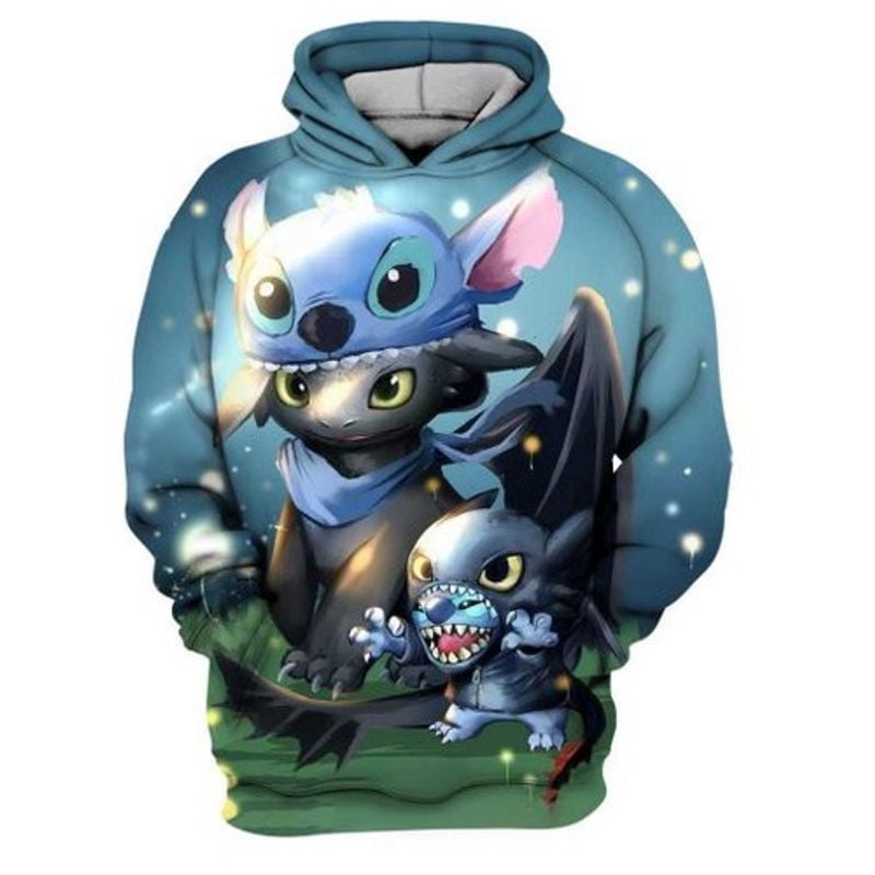 Stitch And Toothless Stay Different Stay Weird Disney Gift For Fan 3d Hoodie All Over Printed Hoodie