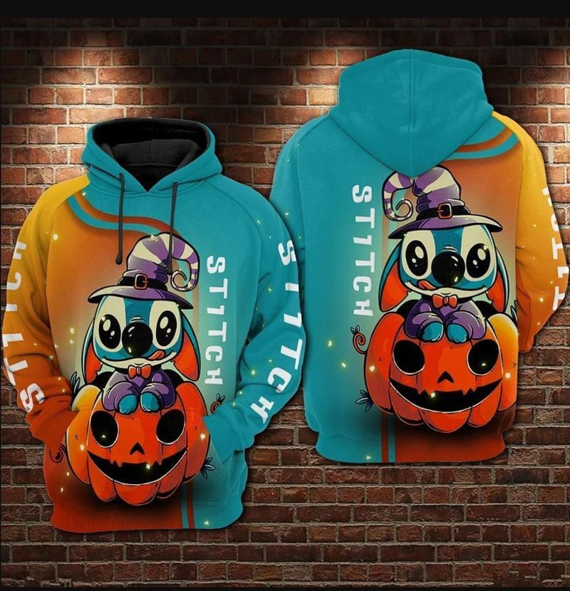 Stitch Pumpkin Halloween Over Print 3d Hoodie Zip Hoodie