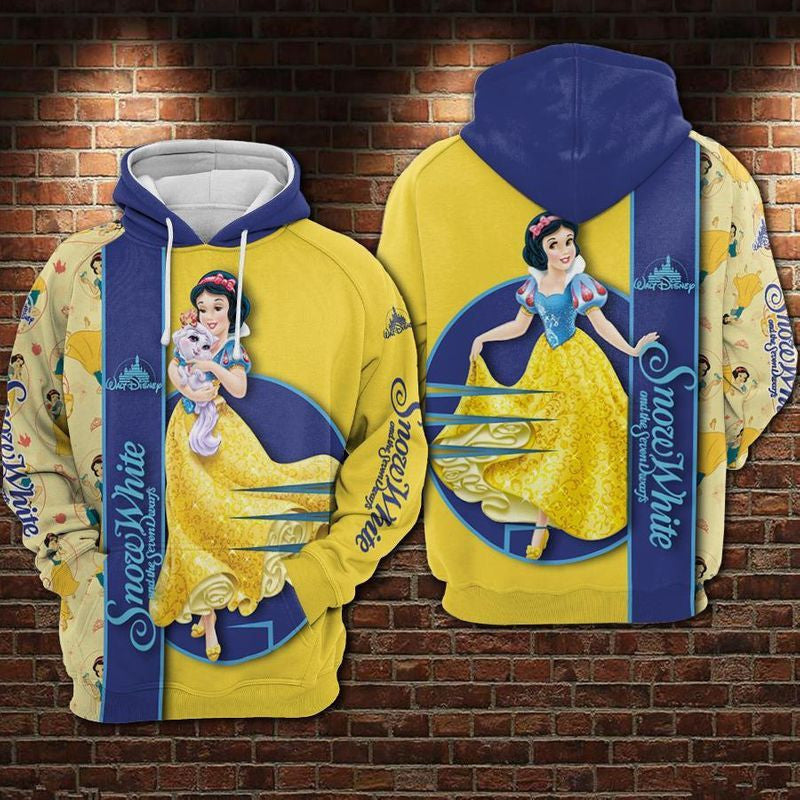 Snow White &amp; 7 Dwarfs Over Print 3d Hoodie Zip Hoodie