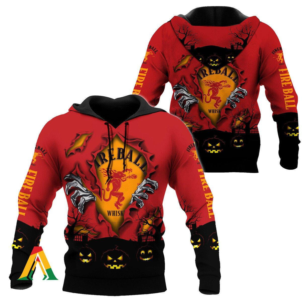 Scary Night Halloween Fireball Whisky Hoodie &amp; Zip Hoodie