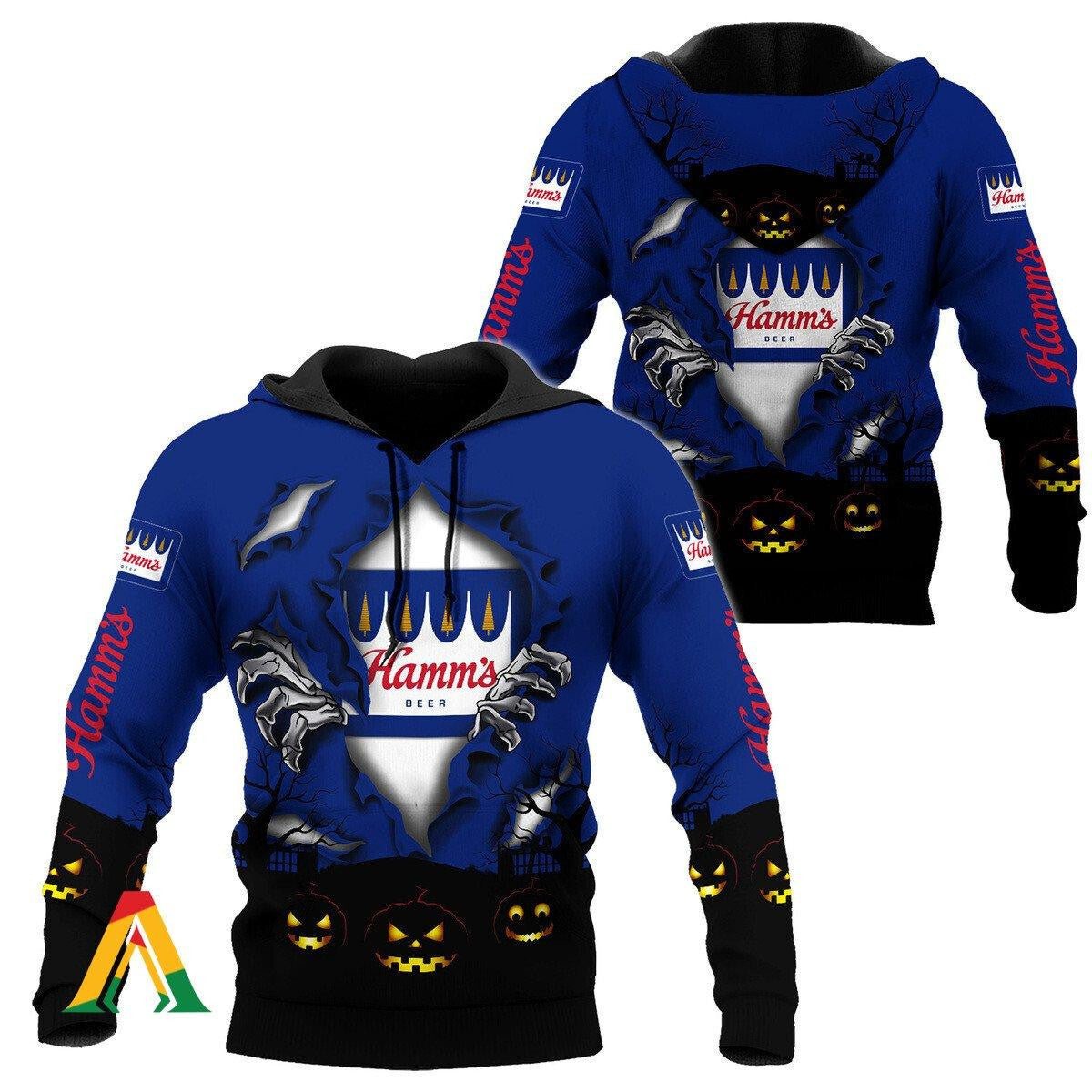 Scary Night Halloween Hamm's Beer Hoodie &amp; Zip Hoodie