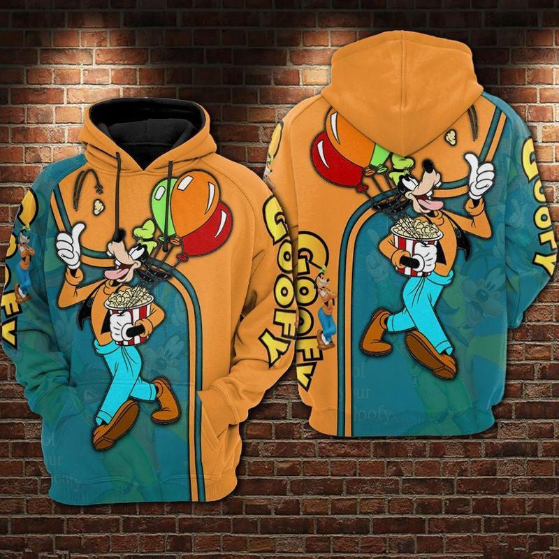 Goofy Popcorn And Balloon Over Print 3d Hoodie Zip Hoodie