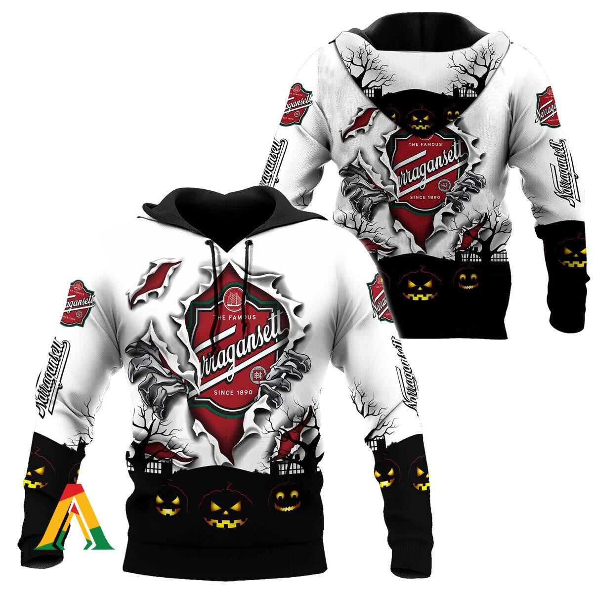 Scary Night Halloween Narragansett Beer Hoodie &amp; Zip Hoodie