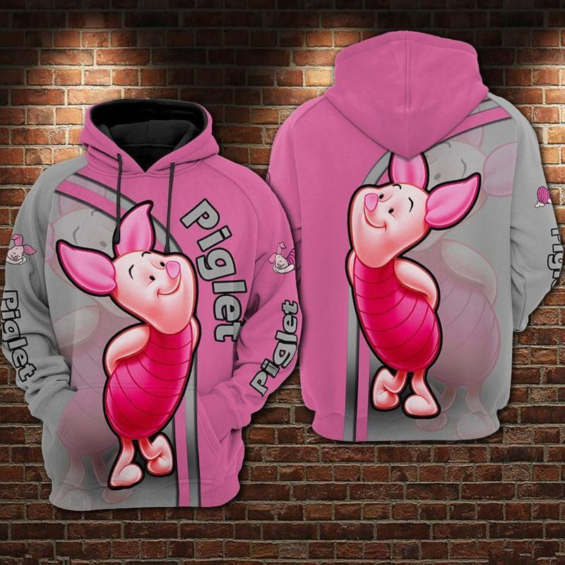 Piglet Disney Pink Over Print 3d Hoodie Zip Hoodie