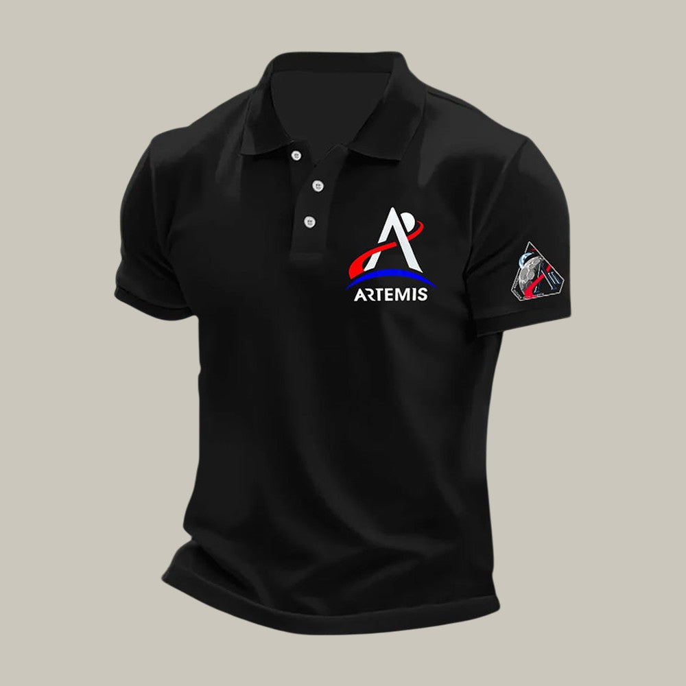 Mission Graphic Polo Shirt NASA Moon Mission 2026 Clothing Line Present For Dad Retro 2026 Artemis II