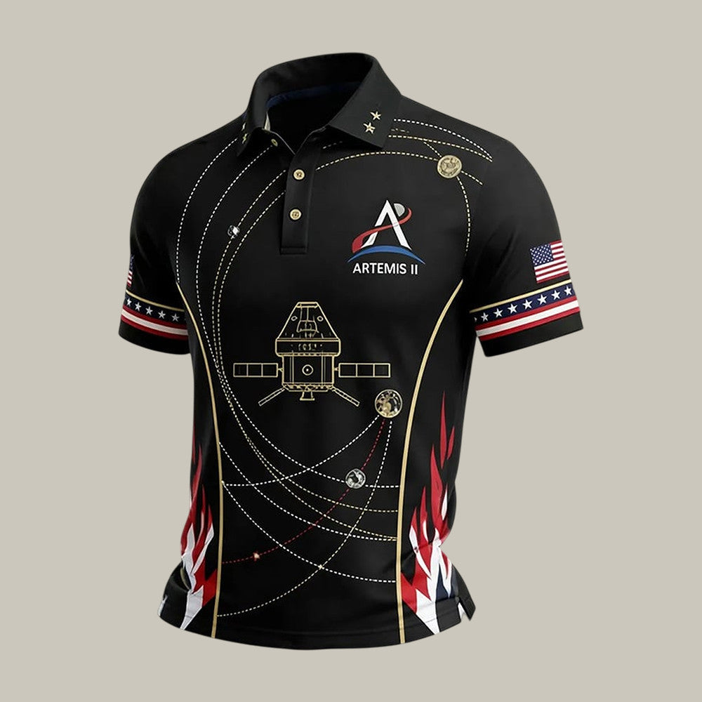 NASA Mission Polo Shirt Space Exploration Clothes Gift For Future Astronaut Retro 2026 Artemis II