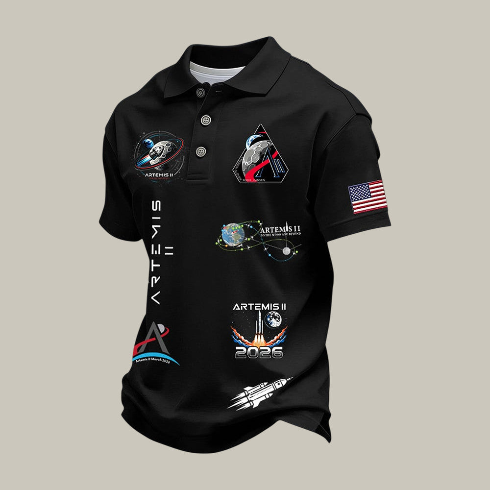 NASA Artemis Word Art Polo Shirt Space Exploration Moon Mission Clothing Gift For Universe Explorer Retro 2026 Artemis II