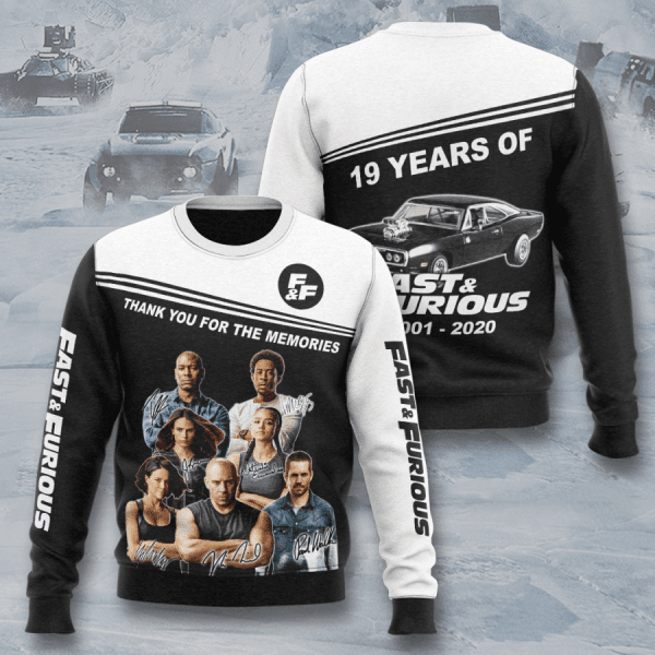 Fast And Furious 19 Years Anniversary 2001 2025 Signature 3d Hoodie All Over Printed Hoodie
