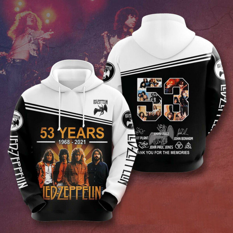 Led Zeppelin 53 Years 1968-2025 3d Hoodie