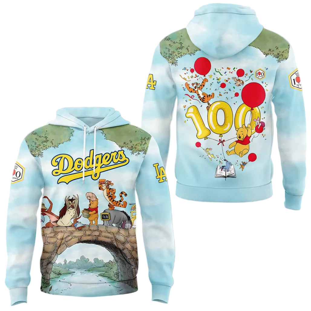 Los Angeles Dodgers Winnie Pooh 100th Anniversary 2026 Hoodie