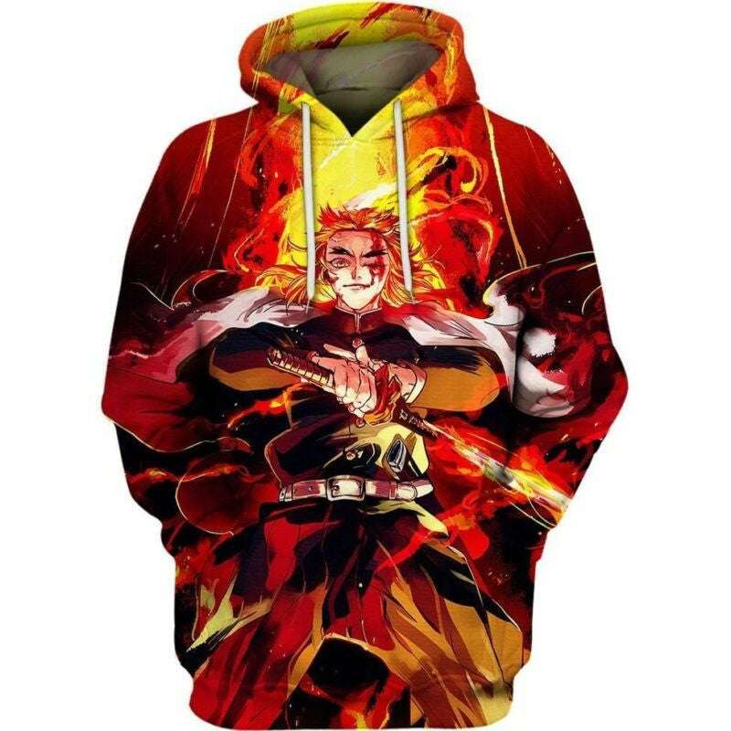 Rengoku Kyoujurou Over Print 3d Hoodie Zip Hoodie