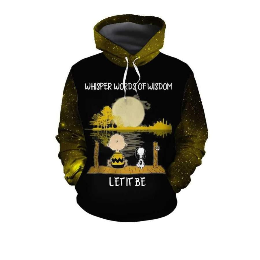 Snoopy The Peanuts, Snoopy And Charlie Brown Whisper Words Of Wisdom Let It Be Aop Hoodie