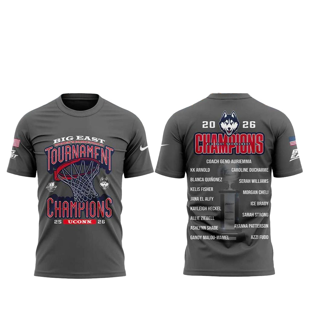 UConn Huskies Women’s Basketball 2026 Big East Tournament Champions Shirt