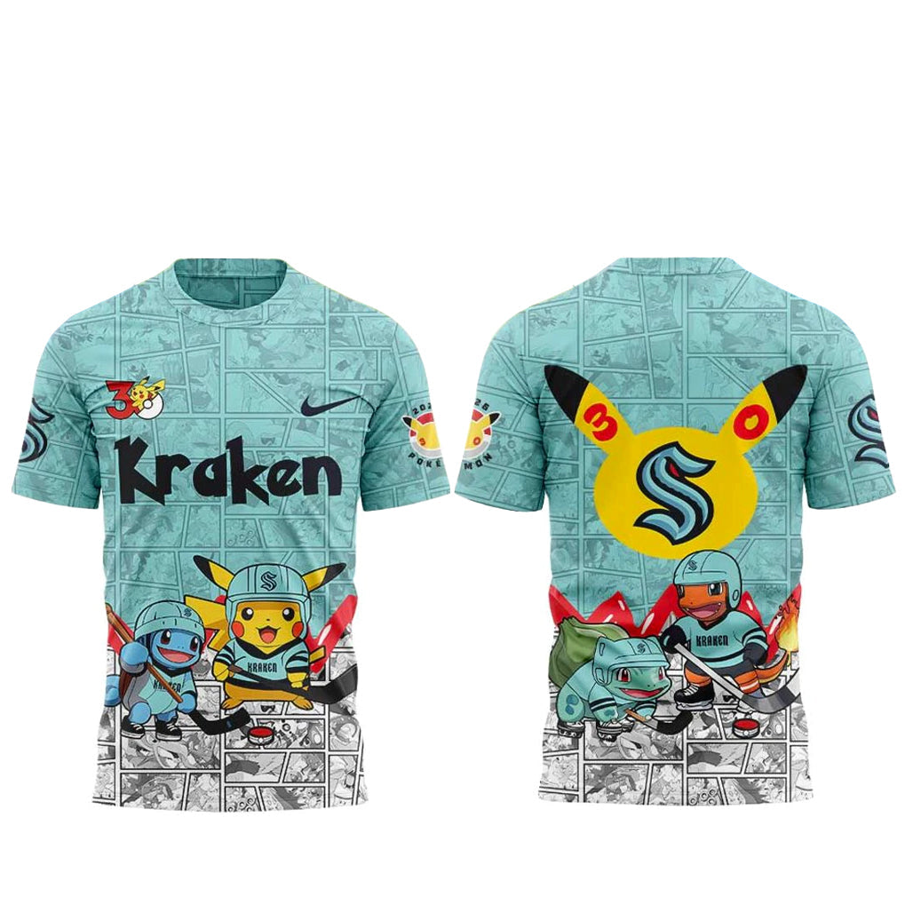 Seattle Kraken x Pokemon 30th Anniversary 2026 Shirt