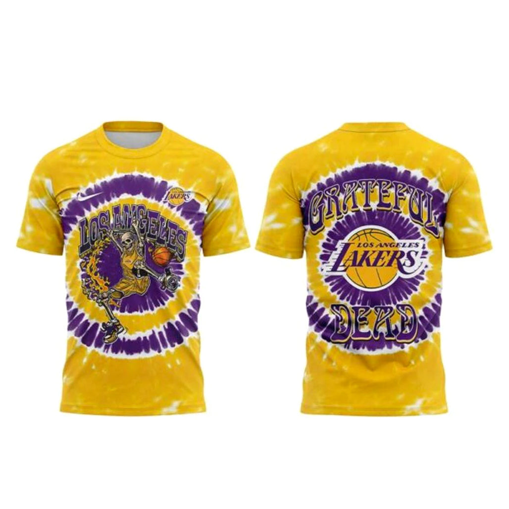 Los Angeles Lakers Grateful Dead Skeleton Dunker Tie Dye Shirt