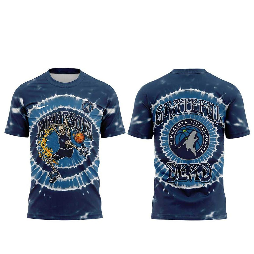 Minnesota Timberwolves x Grateful Dead Skeleton Dunker 2026 Tie Dye Shirt