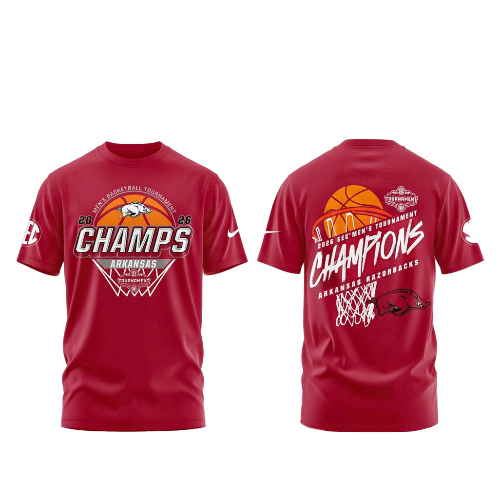 Arkansas Razorbacks Men’s Basketball 2026 SEC Tournament Champions Locker Room Shirt