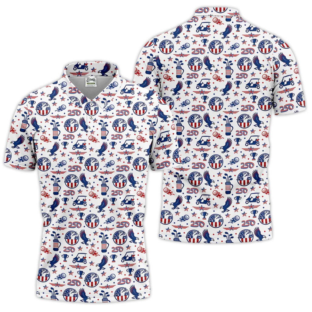 Bald Eagle American Flag 250th Anniversary Polo Shirt