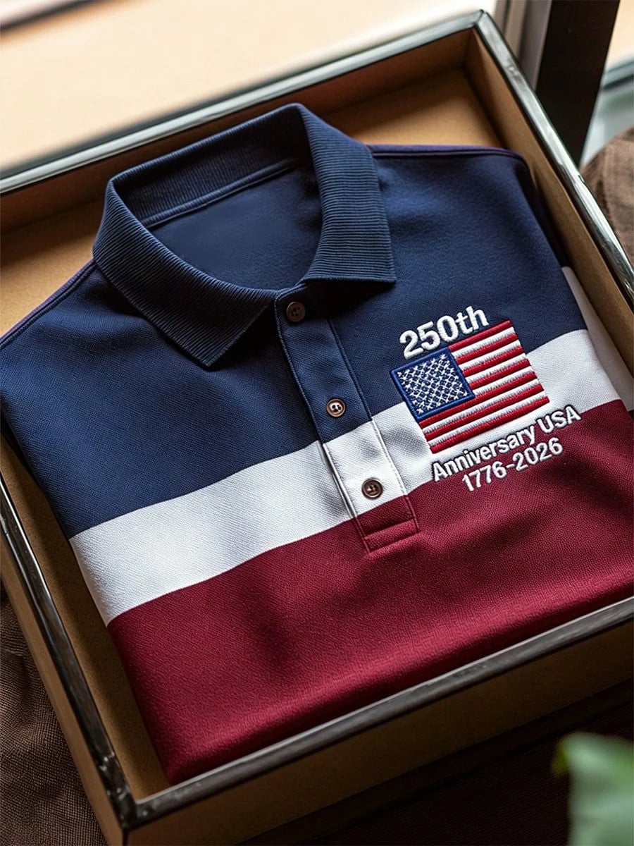 250th Anniversary USA Polo Shirt American Flag Patriotic Golf Shirt Independence Day Gift