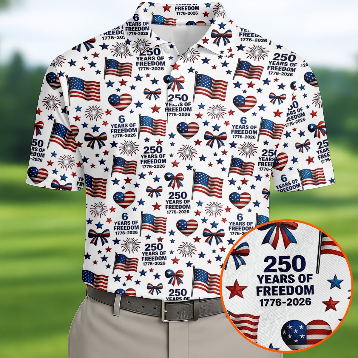 250 Years Of Freedom 1776-2026 Golf Polo Shirt Mens Polo Shirts Golf Presents For Dad