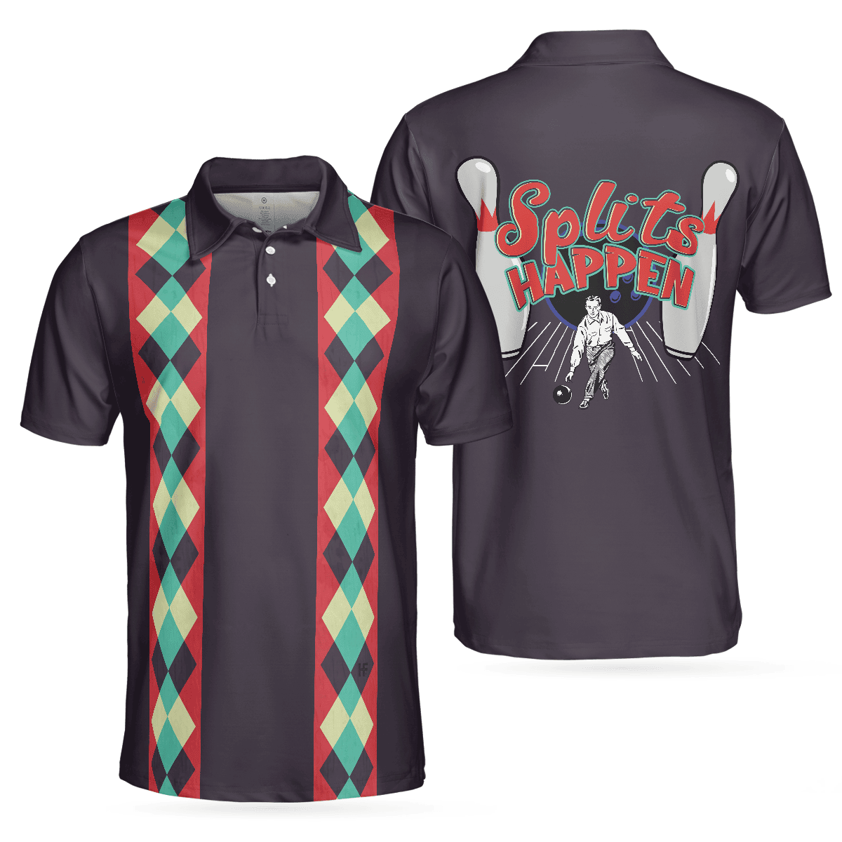 Splits Happen Plaid Bowling Shirt Simple Design Polo Shirt