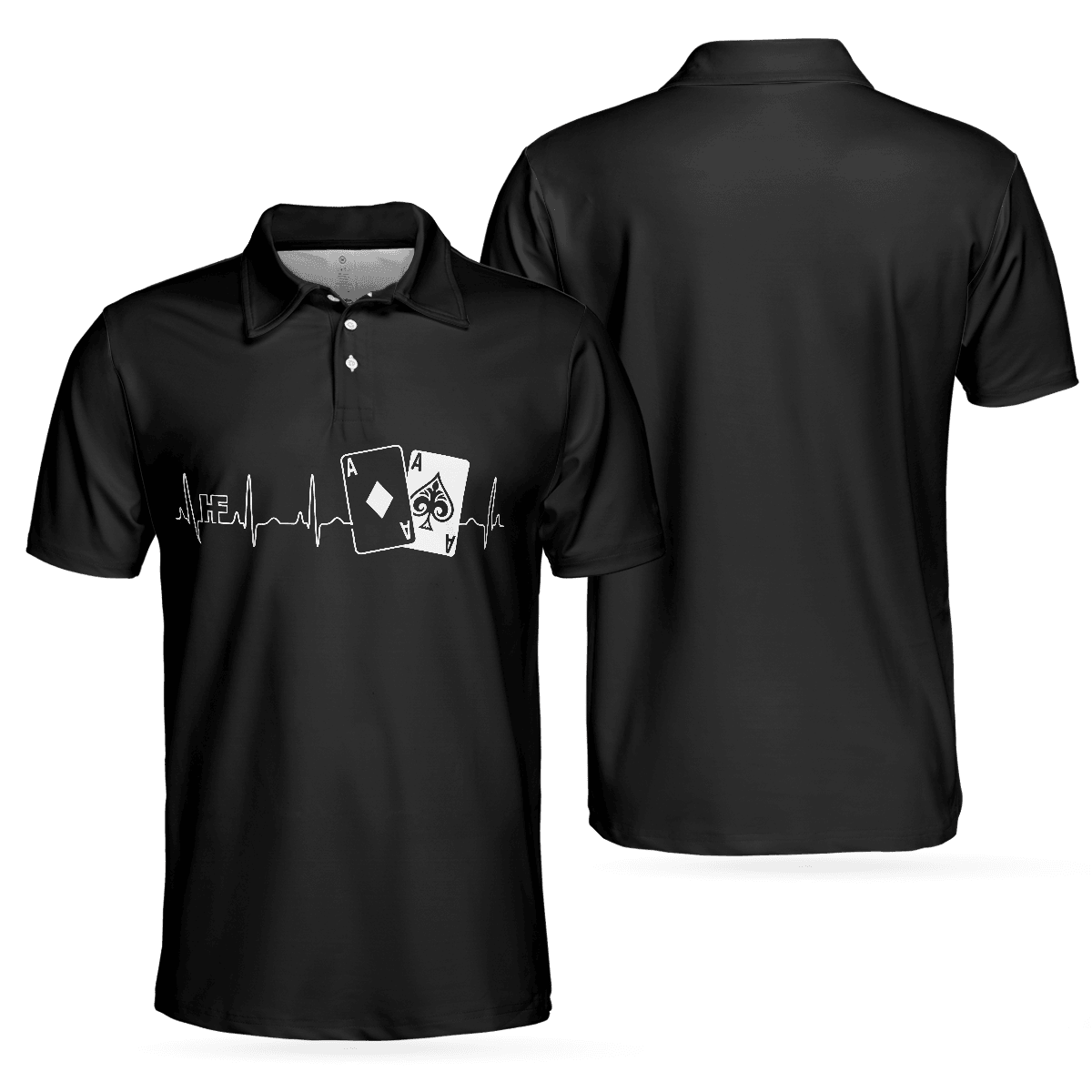 Poker Heartbeat Elegant Black Best Polo Shirt
