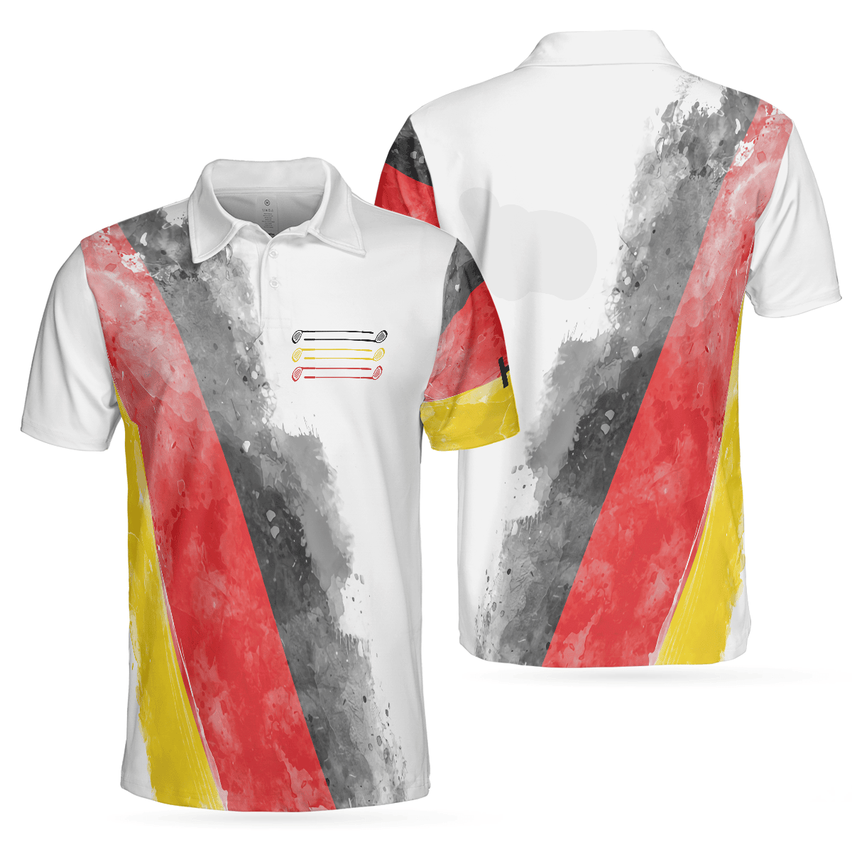 German Flag Special Golf Pattern Waterbrush Polo Shirt
