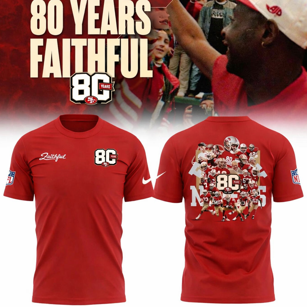San Francisco 49ers 80th Anniversary Locker Room 2026 Red Shirt